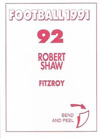 1991 Select AFL Stickers #92 Robert Shaw Back